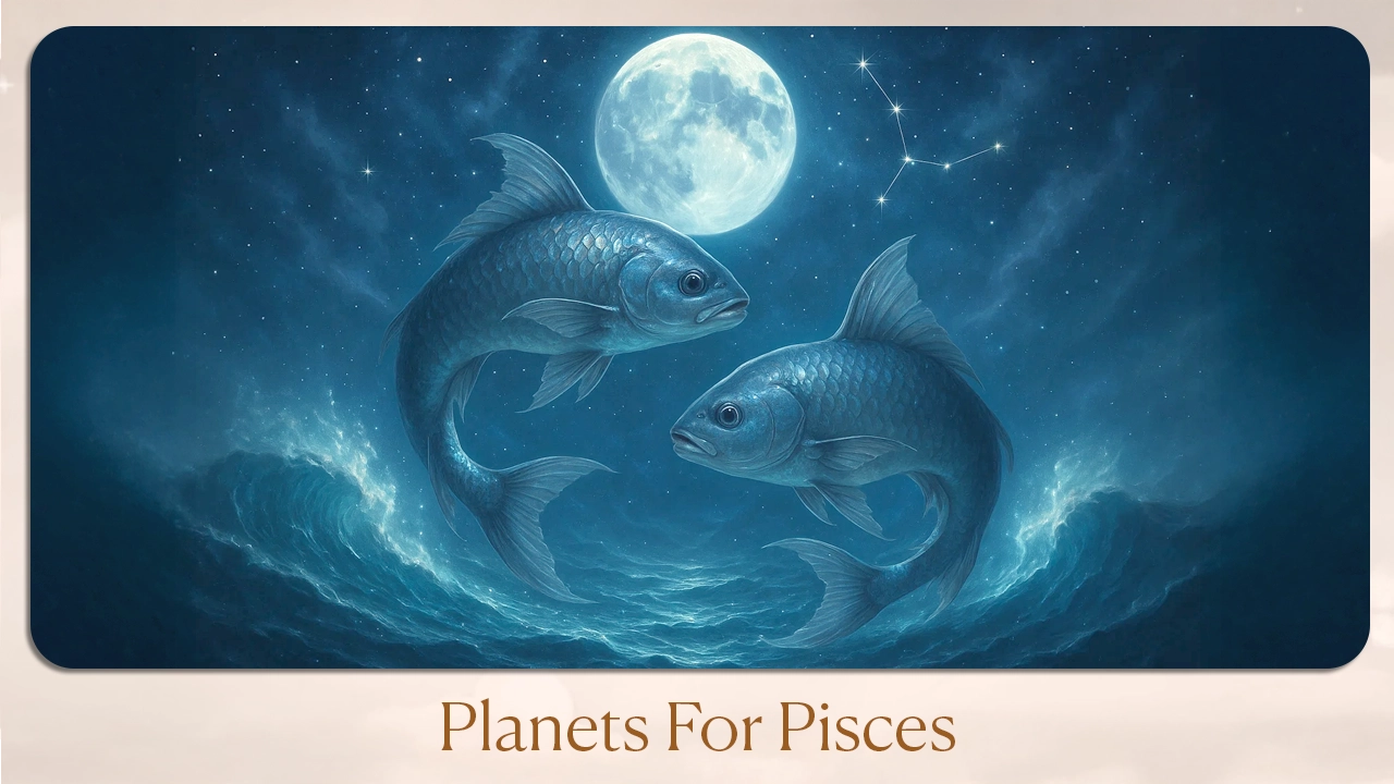 Planets for Pisces zodiac sign with ruling planets shown